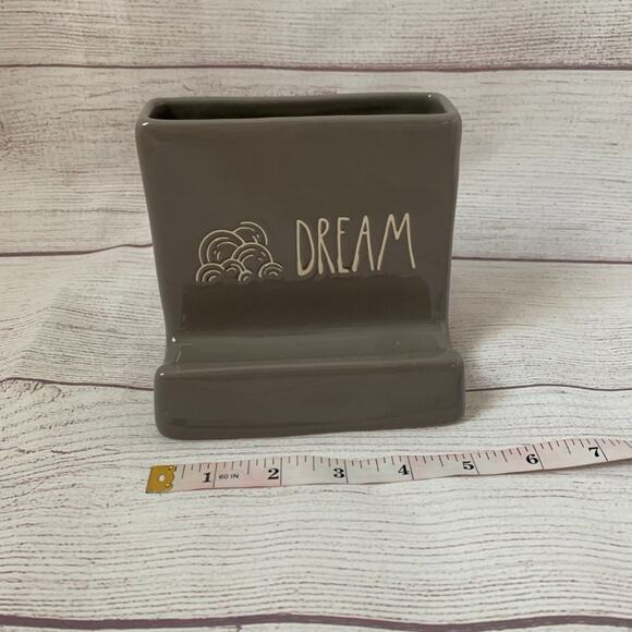 Rae Dunn Gray Pencil and Business Card Holder with DREAM Rainbow Detail 4 3/4"H - Picture 10 of 10